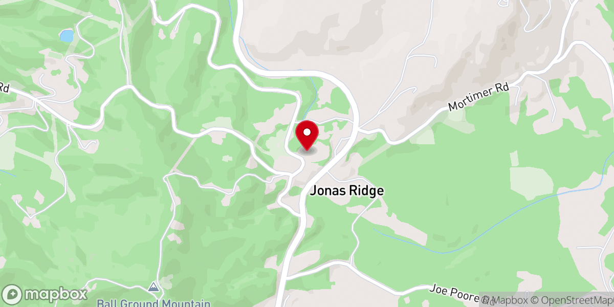 Map showing location of Jonas Ridge Baptist Church