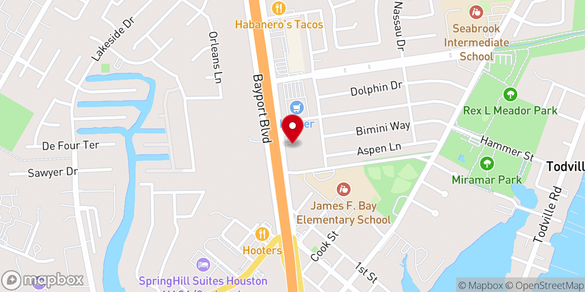 Map showing location of First Baptist Church of Seabrook