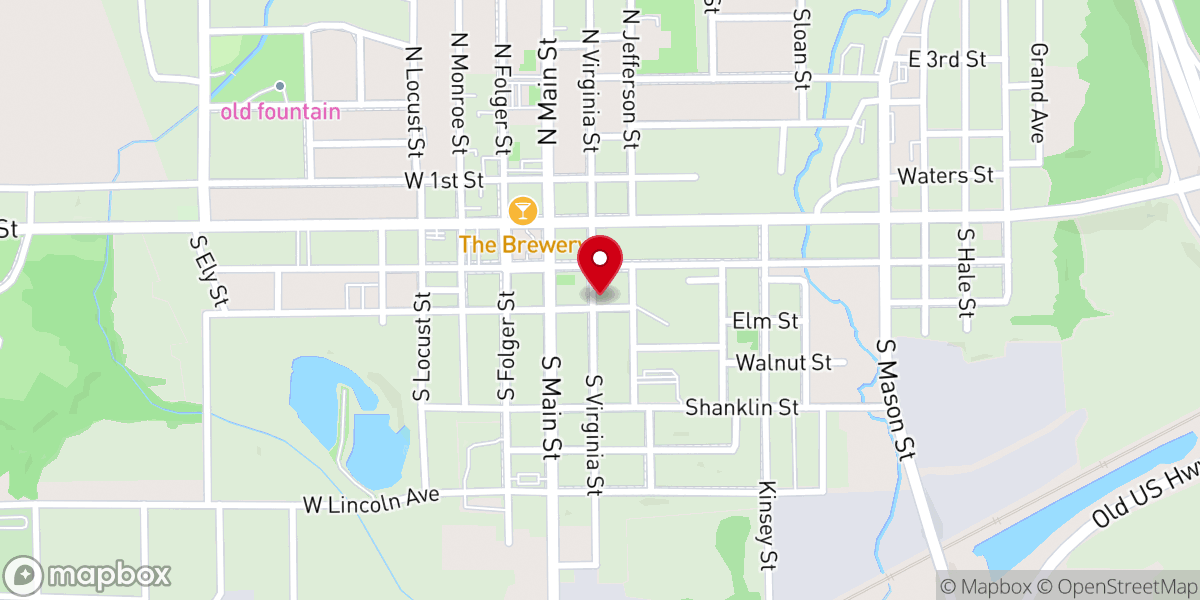 Map showing location of Virginia Street Baptist Church