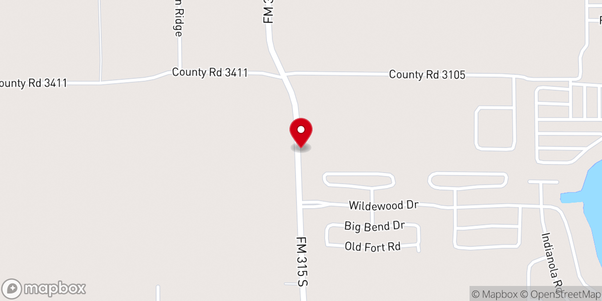 Map showing location of West Lake Baptist Church