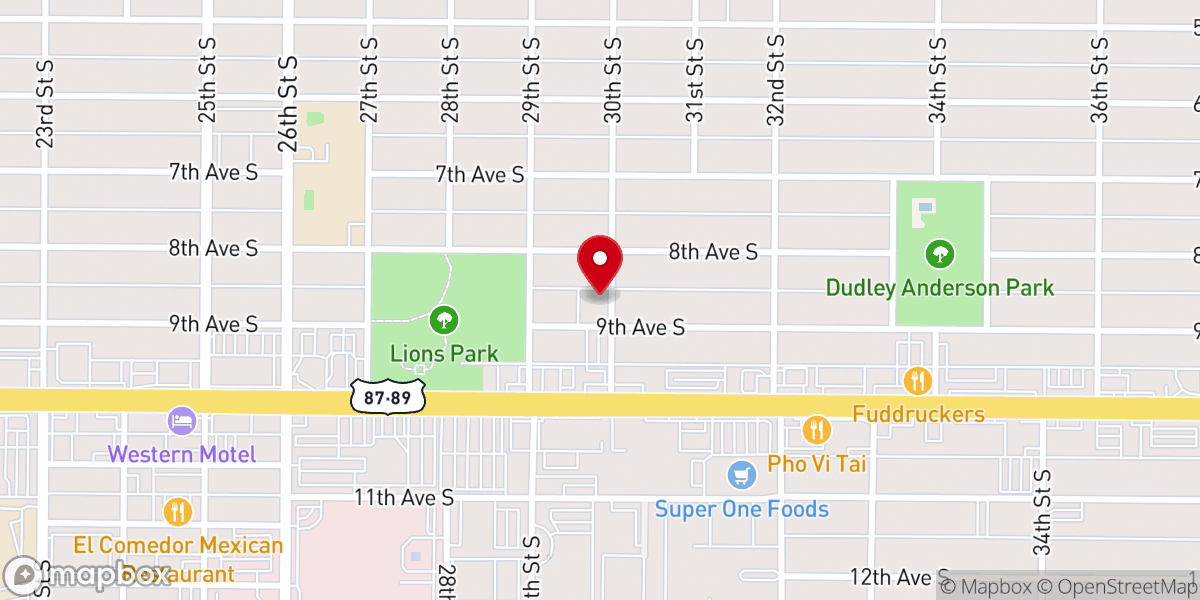 Map showing location of Big Sky Baptist Church