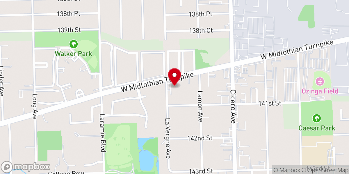Map showing location of Crestwood Christian Center