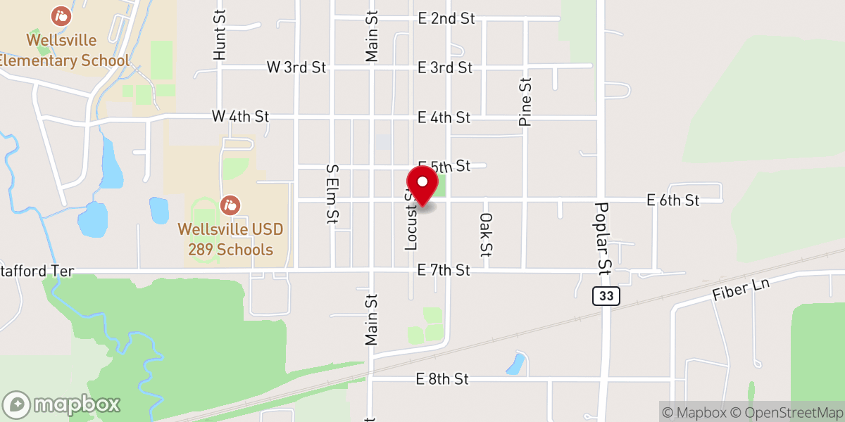 Map showing location of Wellsville Family Worship - Food Distribution Center