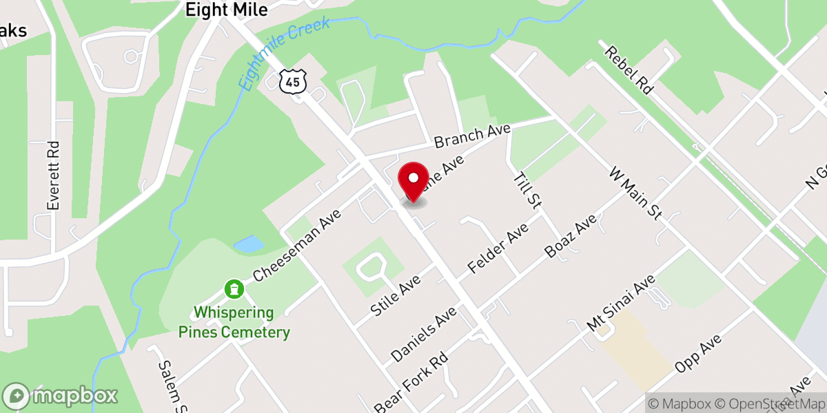 Map showing location of New Light Baptist Church