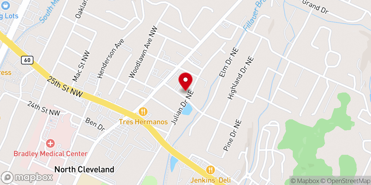 Map showing location of First Lutheran Church