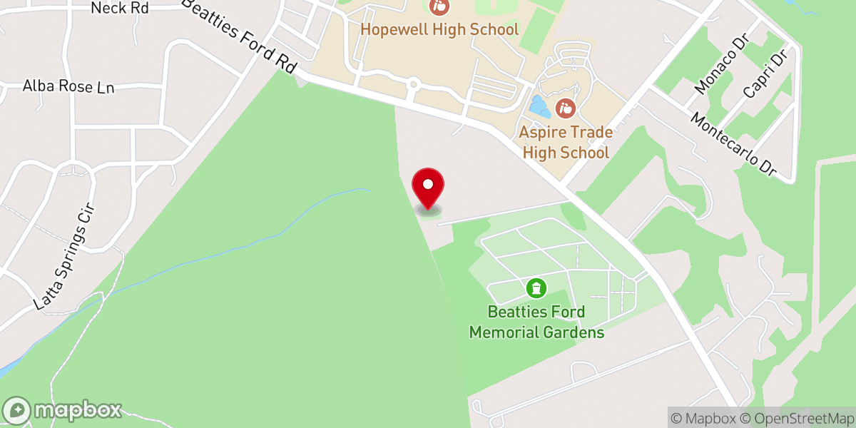 Map showing location of Hopewell AME Zion Church