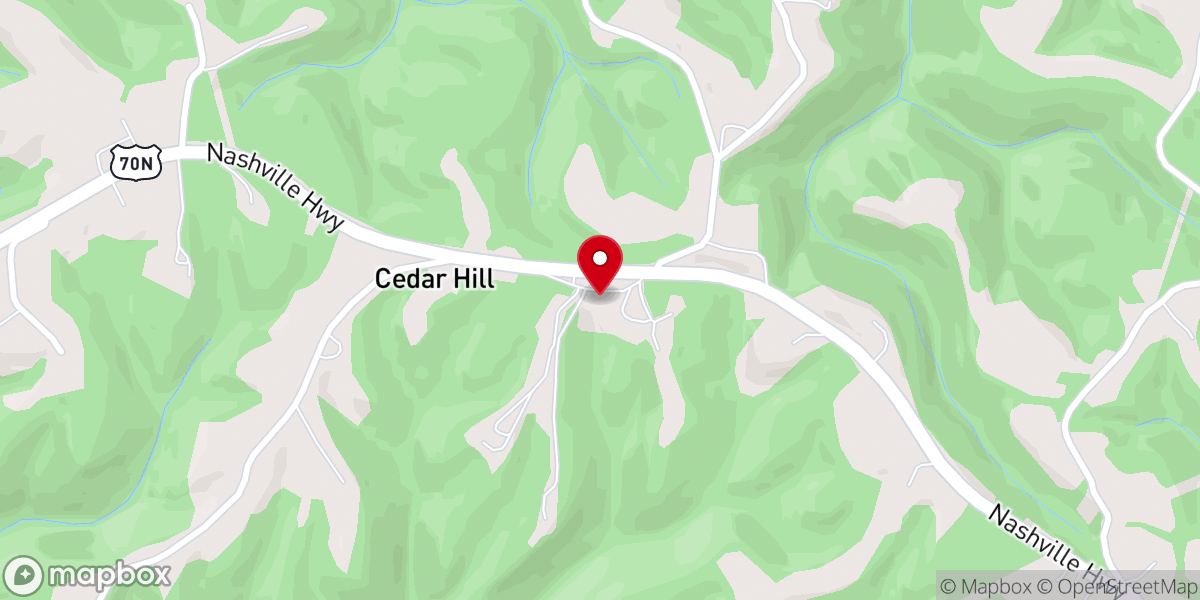 Map showing location of Cedar Hill Baptist Church