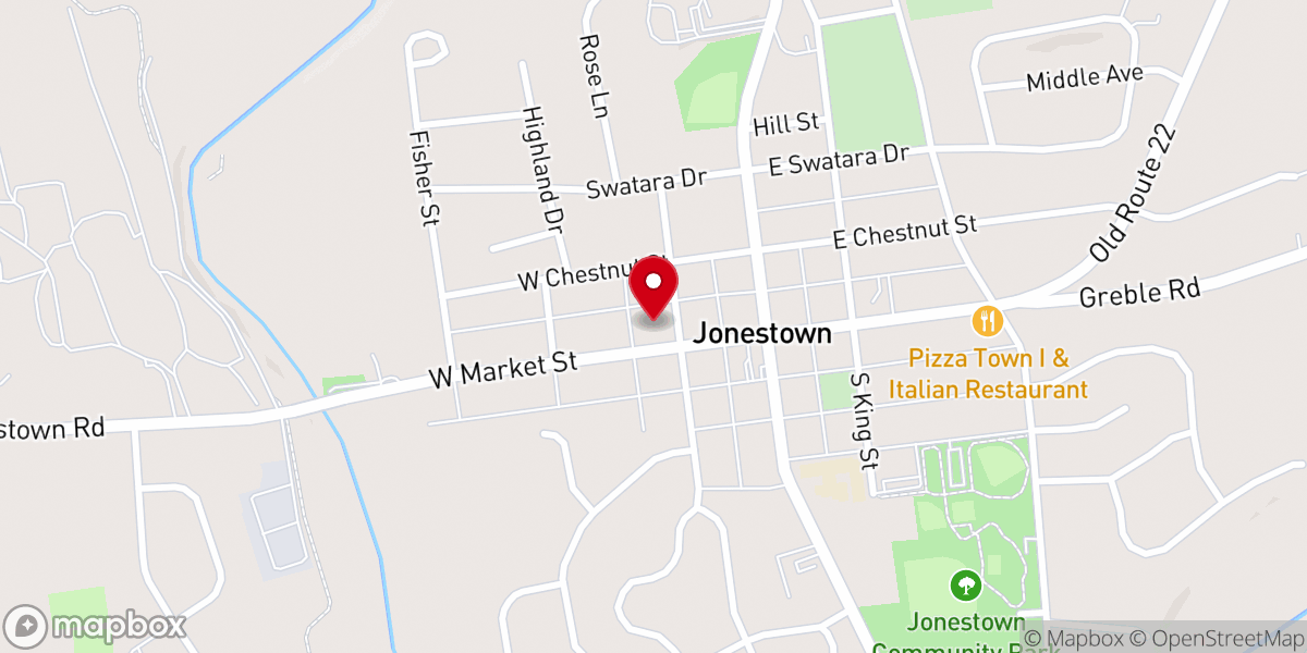 Map showing location of Jonestown United Methodist Church