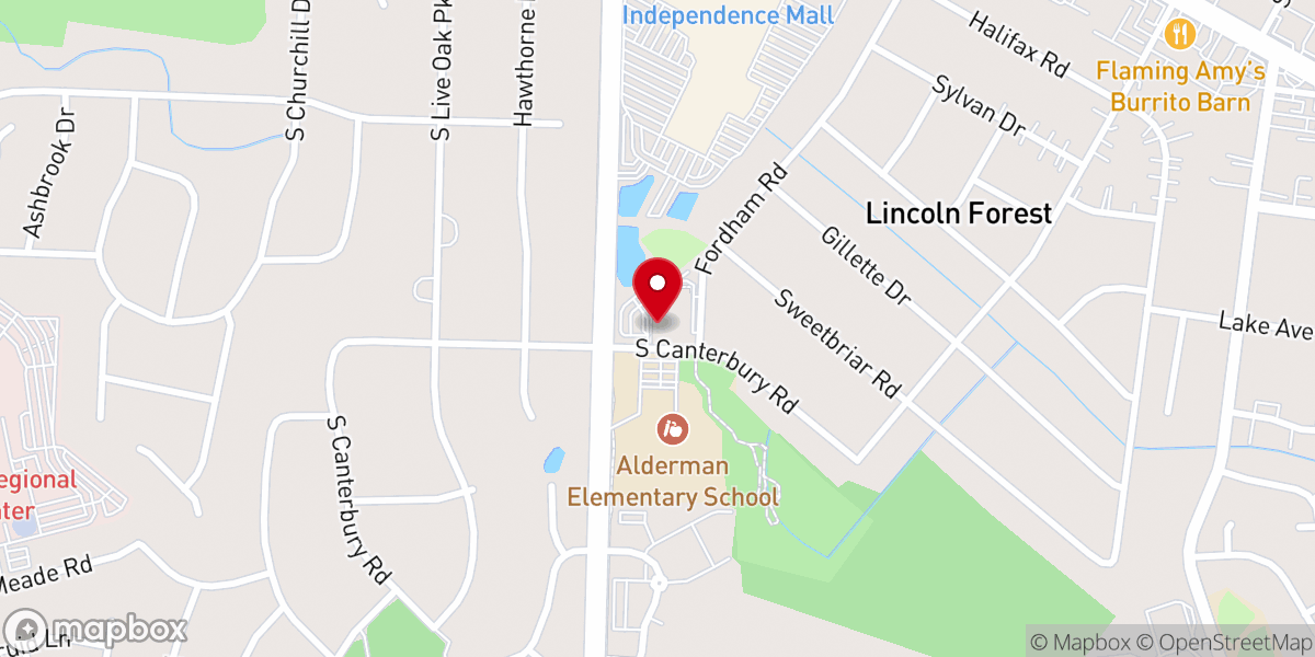 Map showing location of Saltbox Church
