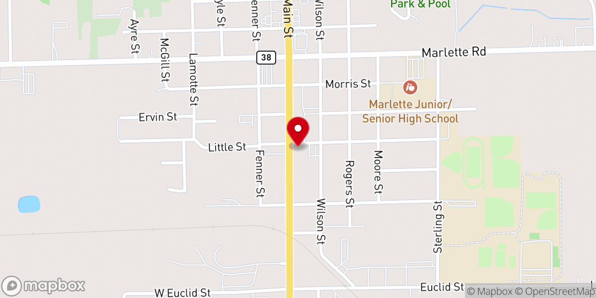 Map showing location of Marlette First Church