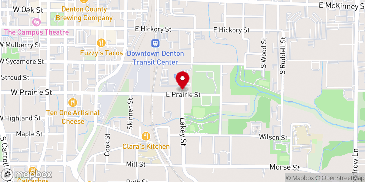 Map showing location of East Prairie Street Church of Christ