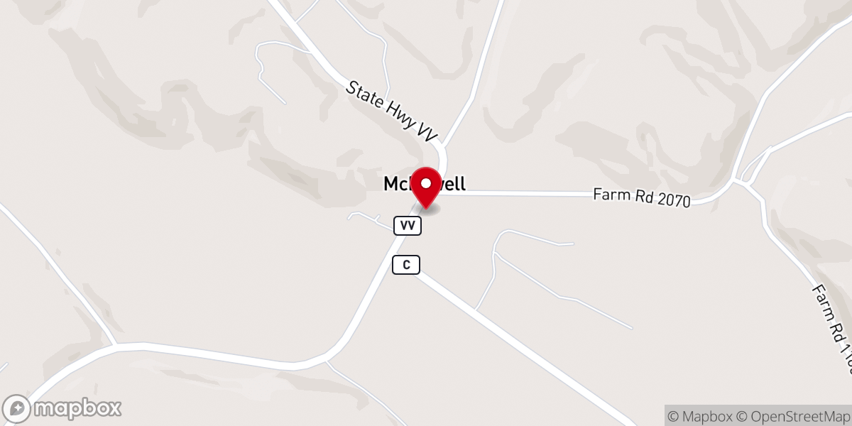 Map showing location of McDowell Church