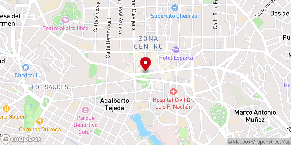 Map showing location of La Parroquia de Veracruz