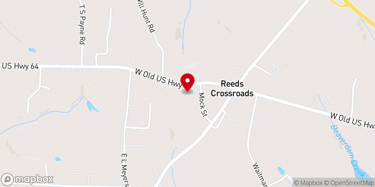 Map showing location of Reeds Methodist Church