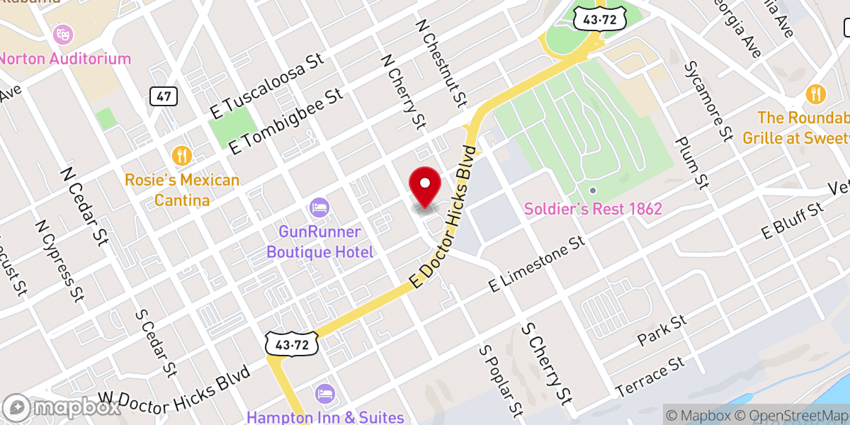 Map showing location of Tabernacle Baptist Church