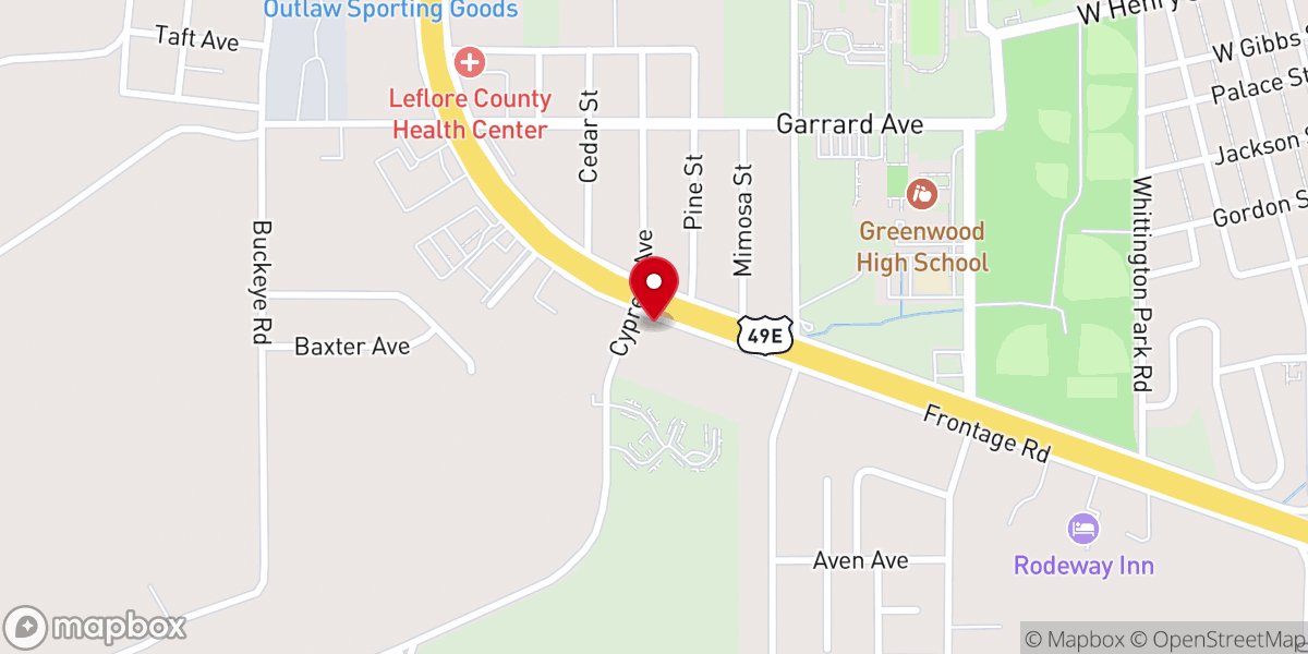 Map showing location of Greenwood Bible Fellowship Church