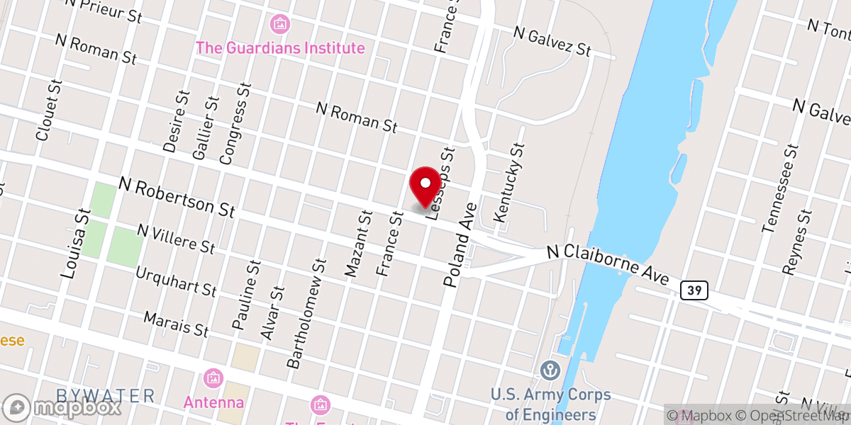 Map showing location of Rebuild Ministries New Orleans