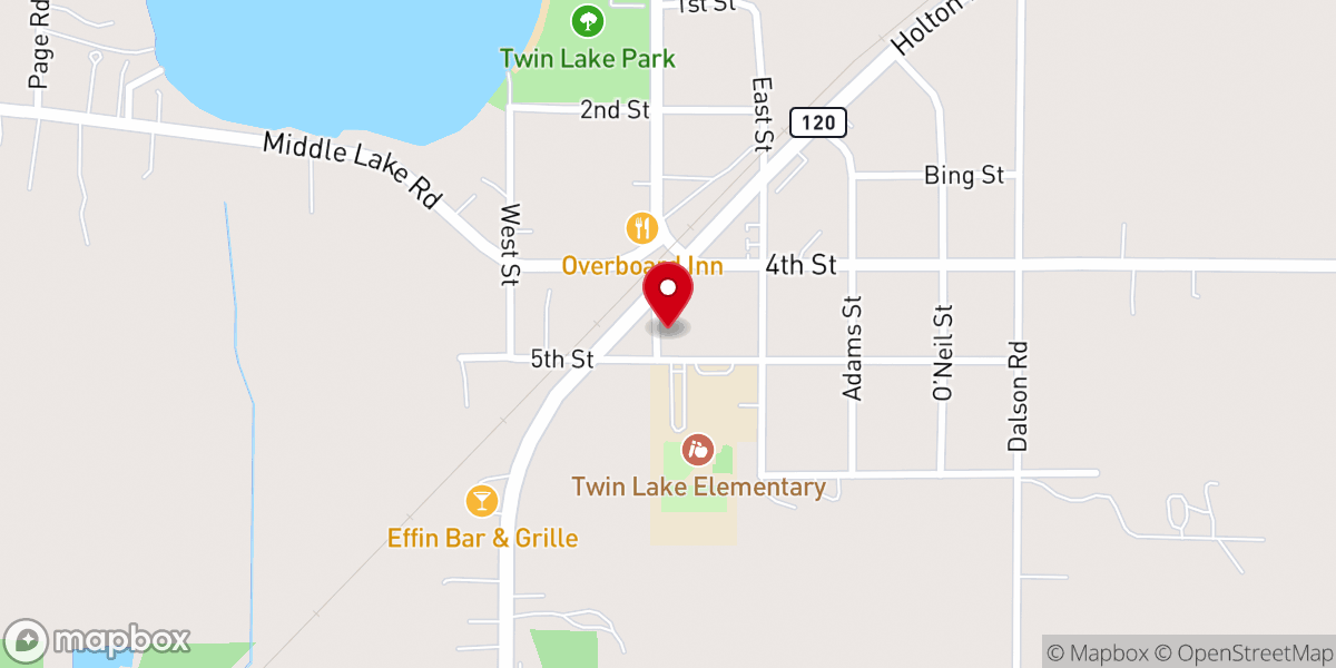 Map showing location of Twin Lake Untd Methodist Church