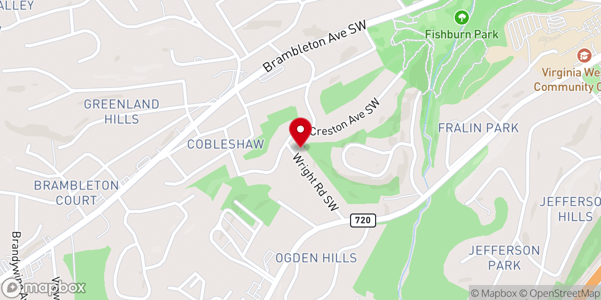 Map showing location of Tree of Life Church, Roanoke VA
