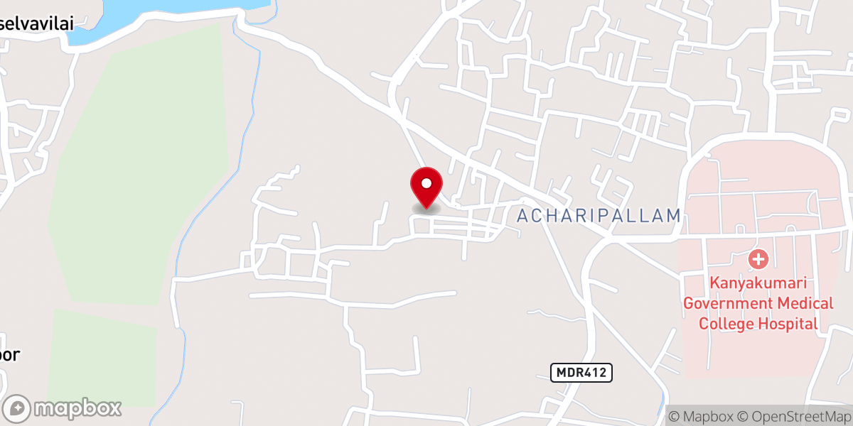 Map showing location of Our Lady of Snows Church, Keela Asaripallam