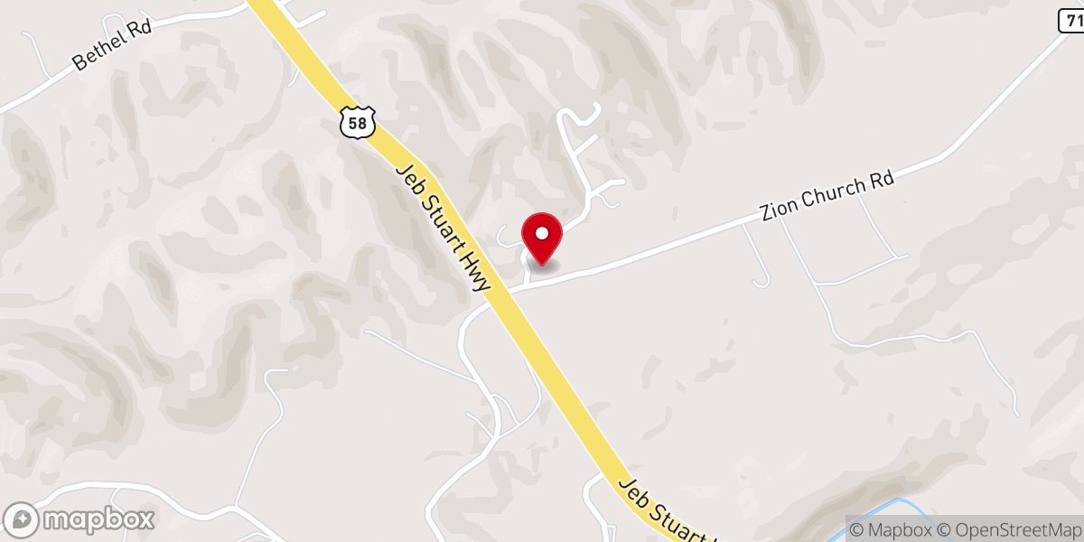 Map showing location of Zion United Methodist Church