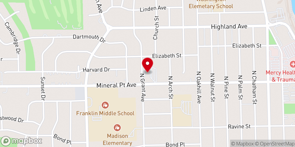 Map showing location of Faith Lutheran Church