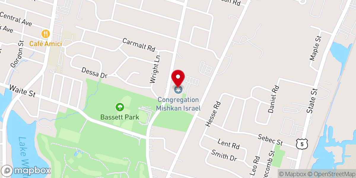 Map showing location of Congregation Mishkan Israel
