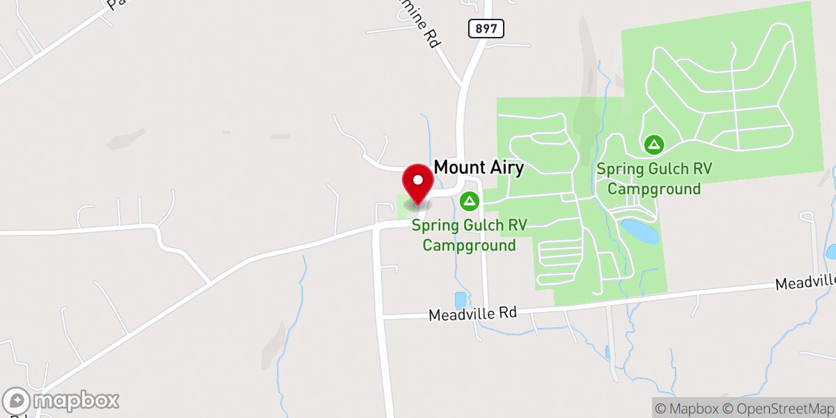 Map showing location of Mount Airy Evangelical Church