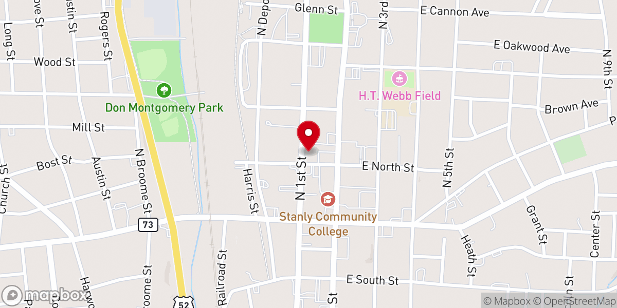 Map showing location of First Presbyterian Church