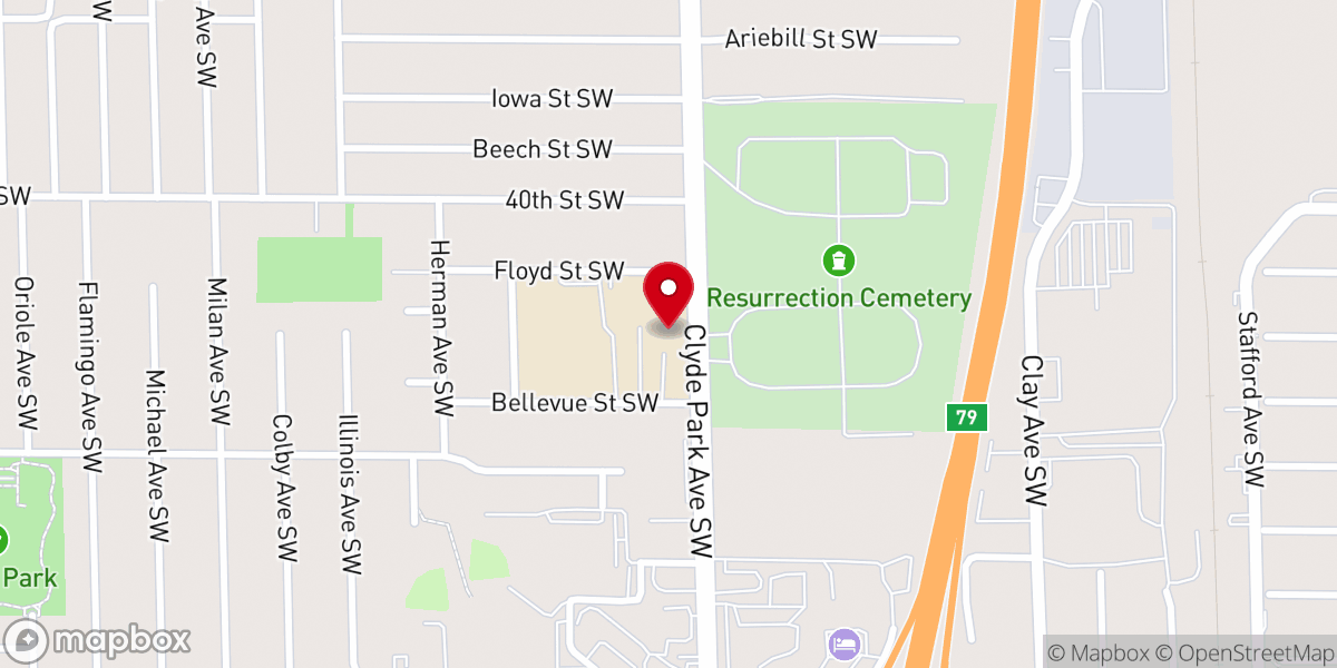 Map showing location of St John Vianney Church