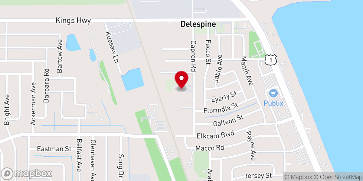 Map showing location of Victory Baptist Church