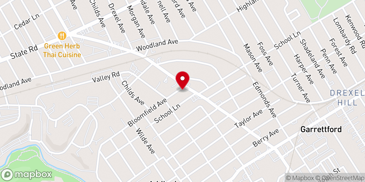 Map showing location of Drexel Hill United Methodist Church