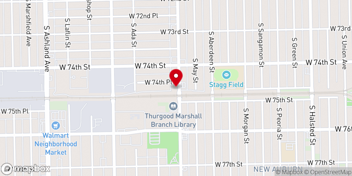 Map showing location of Apostolic House of Prayer (AHOP Chicago)