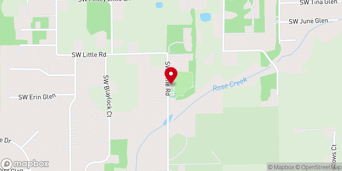 Map showing location of Rose Creek Fellowship Park