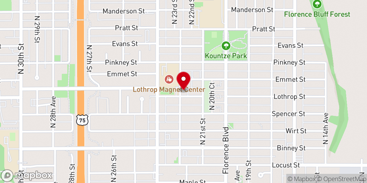 Map showing location of Paradise Missionary Baptist Church
