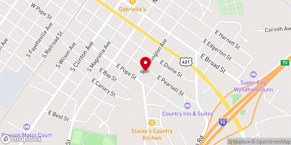 Map showing location of Dunn Advent Christian Church