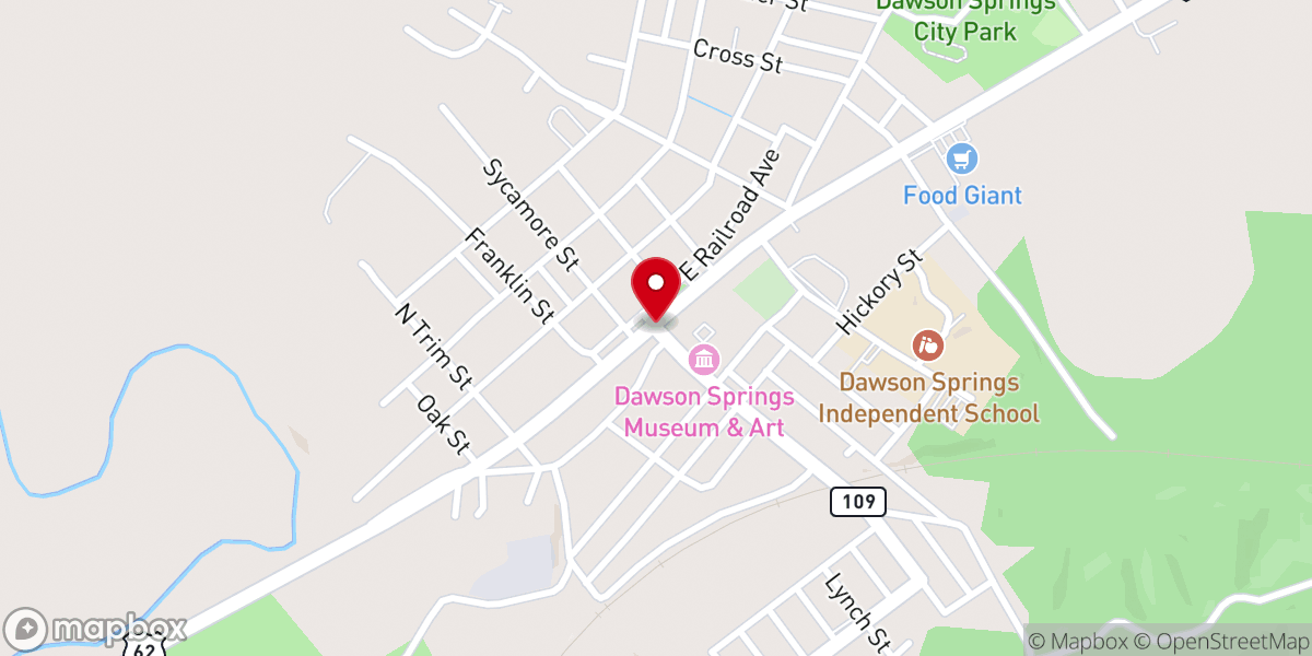 Map showing location of Dawson Springs