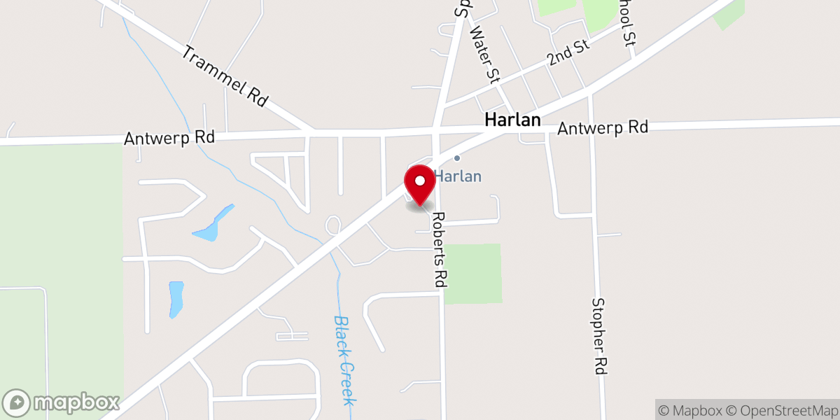Map showing location of Harlan Christian School