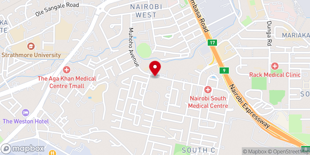 Map showing location of Nairobi South S D A Church