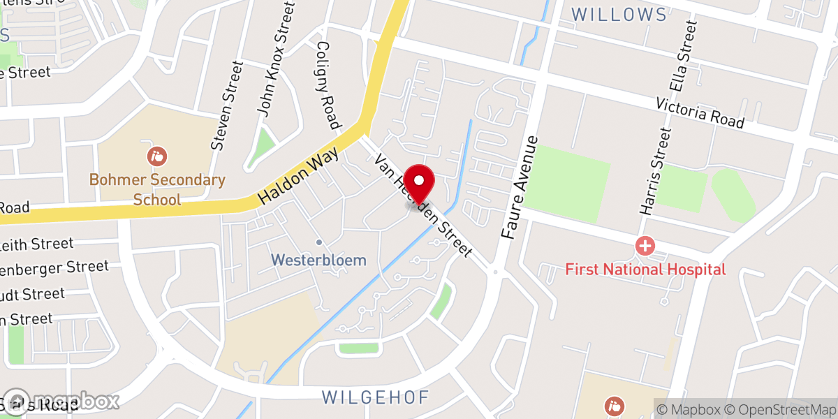 Map showing location of NG Kerk Vrystaat