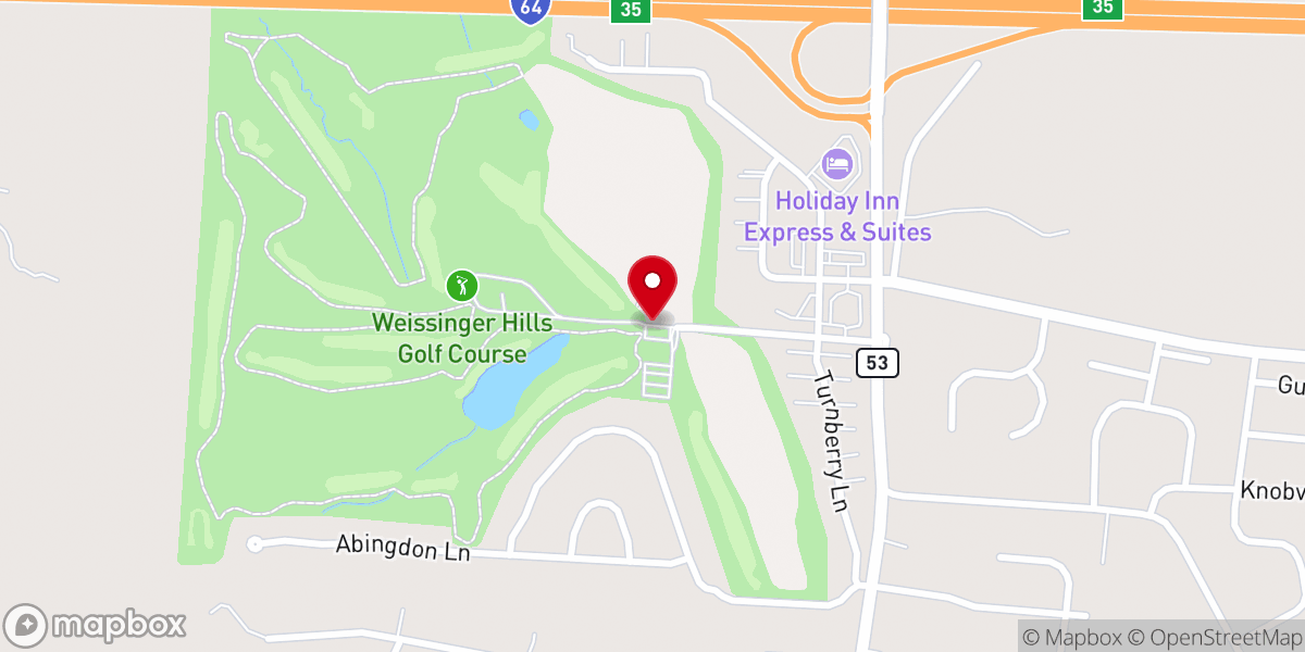 Map showing location of Weissinger Hills Golf Course