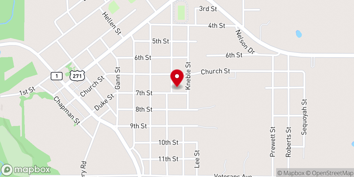 Map showing location of St. Paul's Methodist Church