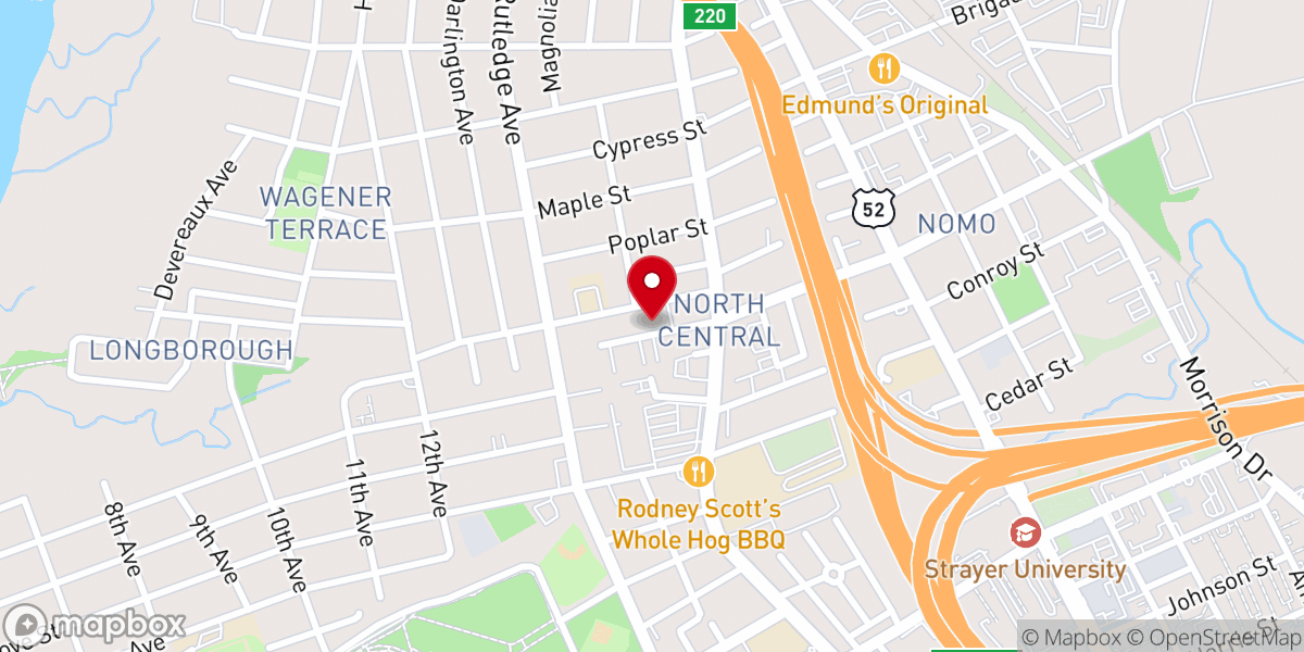 Map showing location of Gethsemane Baptist Church