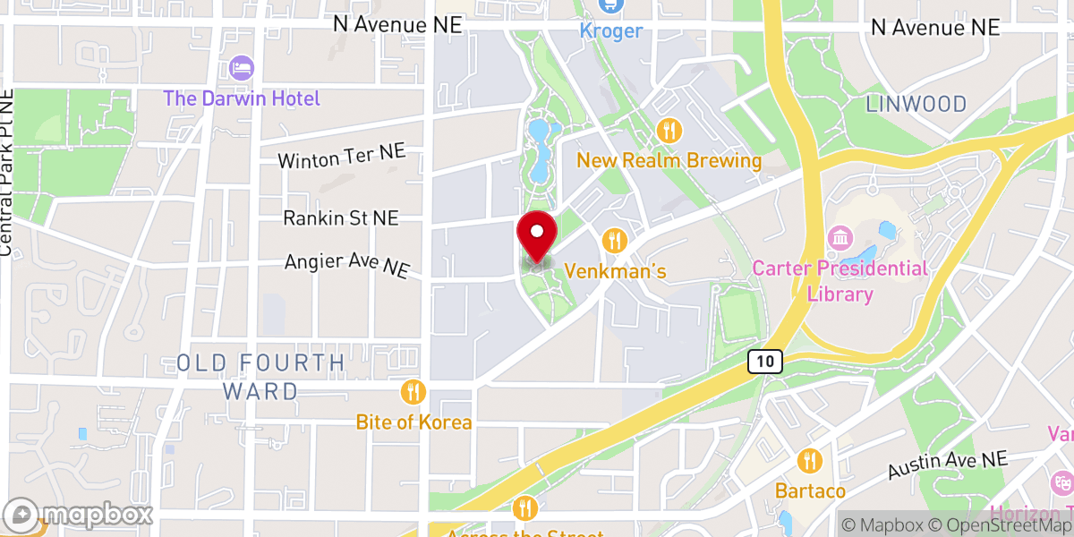 Map showing location of Historic Fourth Ward Park Splash Pad