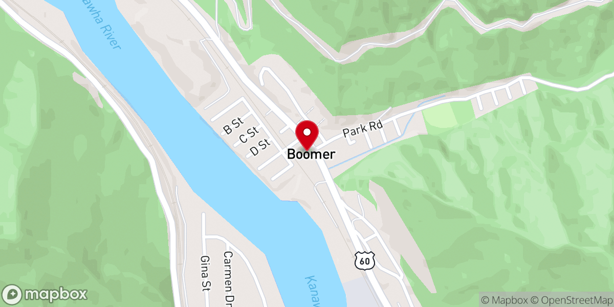 Map showing location of Boomer