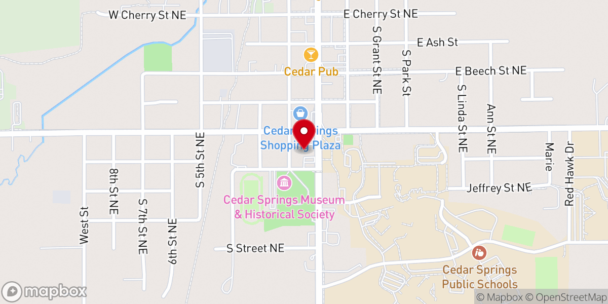 Map showing location of Cedar Springs Baptist Church