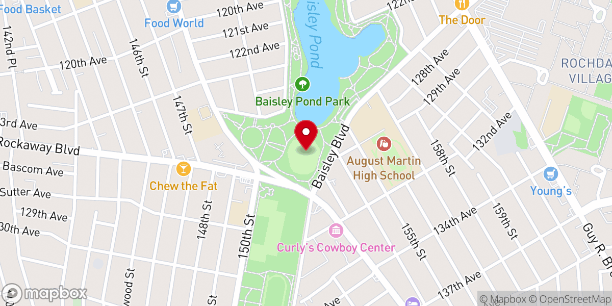Map showing location of Baisley Pond Park