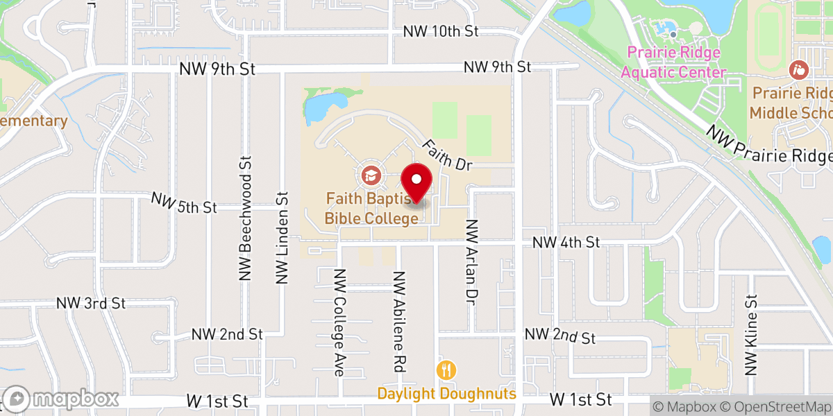 Map showing location of Faith Baptist Bible College