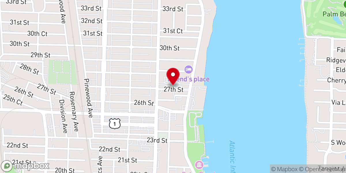 Map showing location of Palm Beach Moravian Church