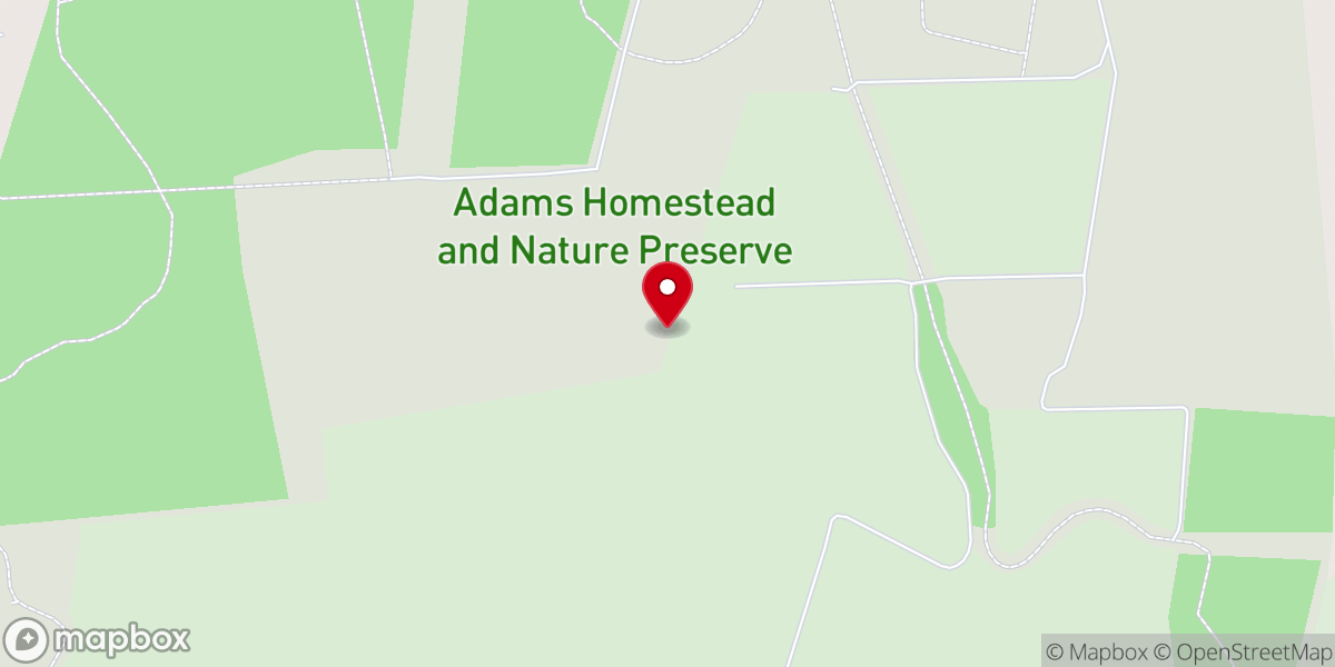 Map showing location of Adams Homestead and Nature Preserve